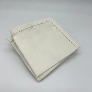 Vintage Irish Linen Cocktail Napkins Nordstrom Cream White Square Set of 5 NOS